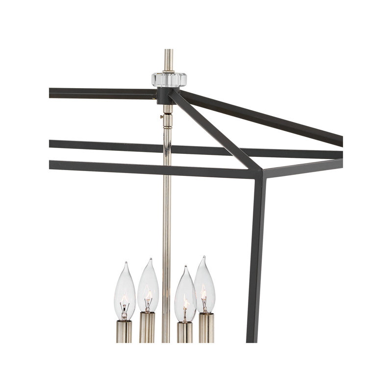 Luminaire suspendu linéaire pour îlot de cuisine 8 lumières Stinson, Nickel, Noir