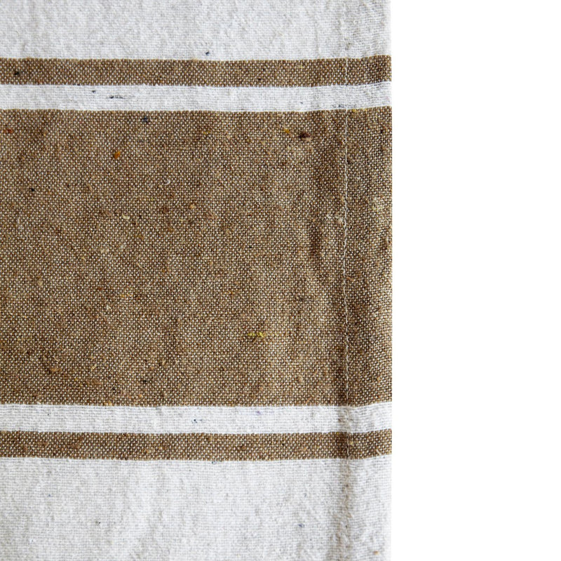 Couverture douce en coton 1pc, Brun / rayures blanches