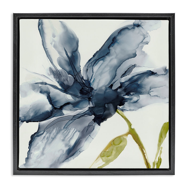 Cadre flottant «Petals Of Sky Flower» par Jacob Q, Cadre flottant noir de jais, H 18 po x l 18 po
