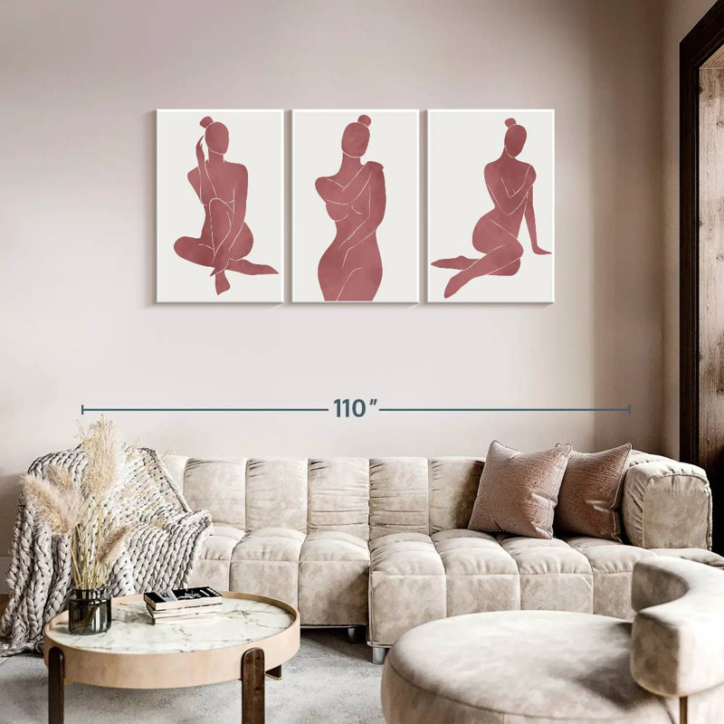 Minimalist Bare Belle Multi Piece Canvas Print, 39" H x 80" W x 1.25" D