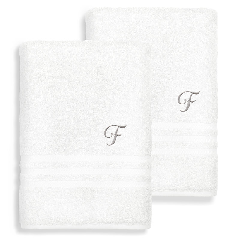 Ensemble de serviettes de bain 1 pièce en coton turc Denzi, F, Blanc