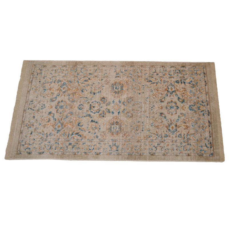 MACHINE MADE POLYESTER AREA RUGS - Rectangle | Ivory Color, Oriental Design, Low Pile Machine Made Area Rugs for Living Room, Bed Room