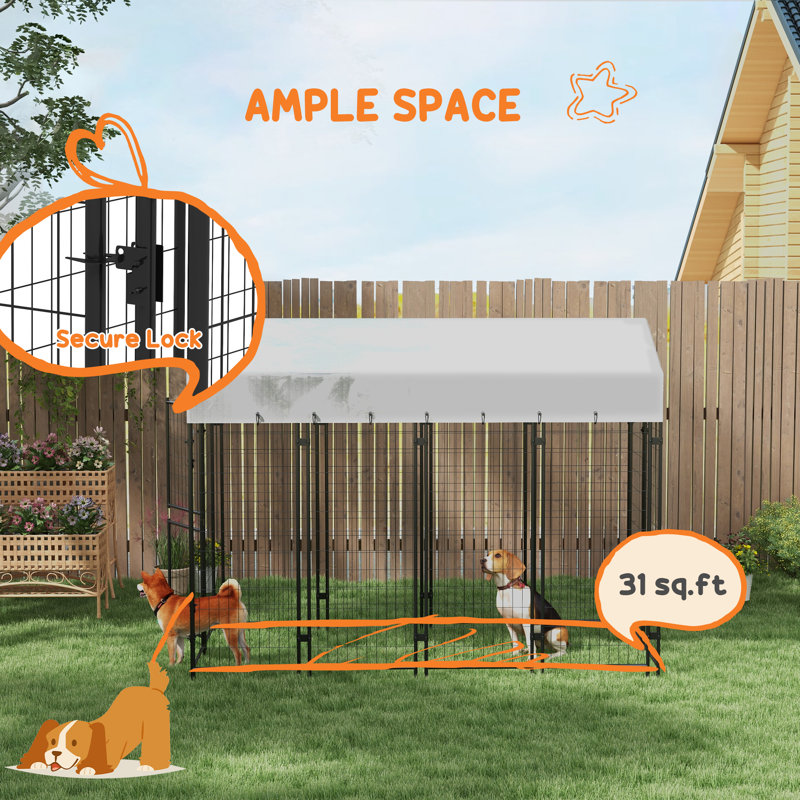 Large Outdoor Galvanized Steel Dog Kennel with Waterproof Cover