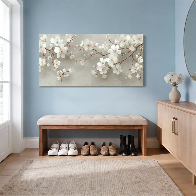 Ensemble de 1 tableau sur toile à motif floral de cerisier, H 20 po x l 40 po