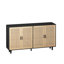 Armoire de rangement en rotin noir 62,20 "à 4 portes - Tablette réglable