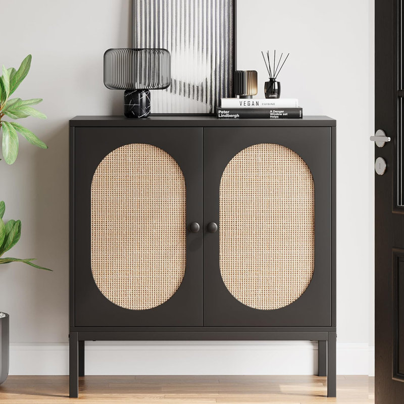 Armoire de rangement avec portes et tablettes Areyona, Noir, noir, noir, noir