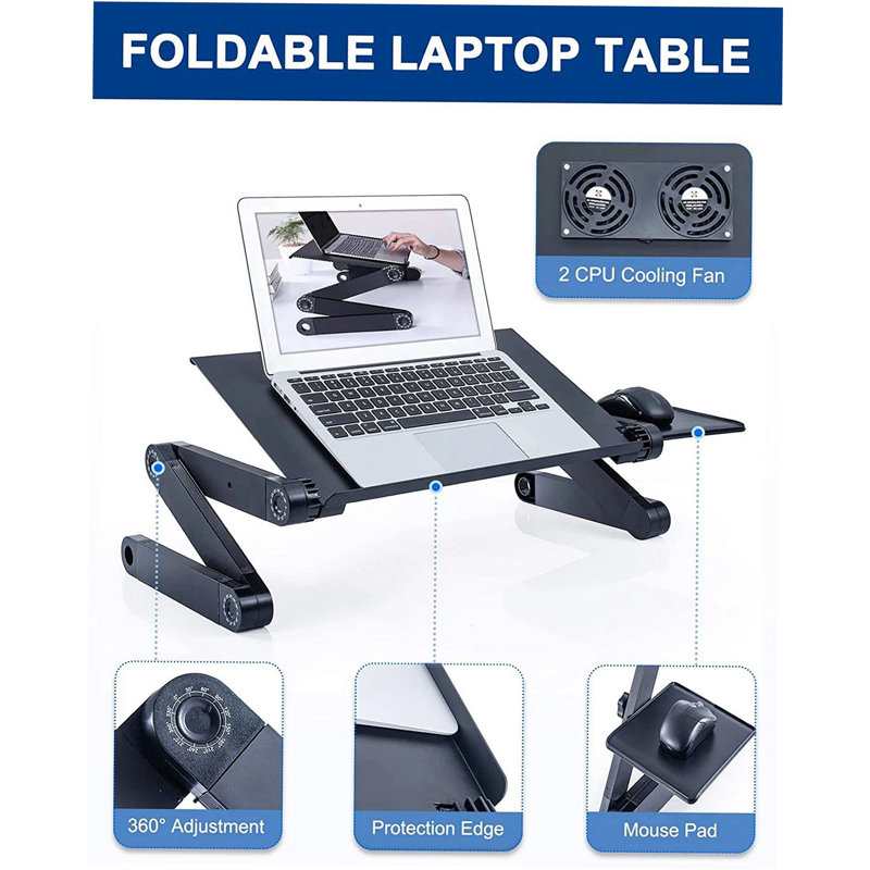 Larzelere Adjustable Metal Computer Desk, Black