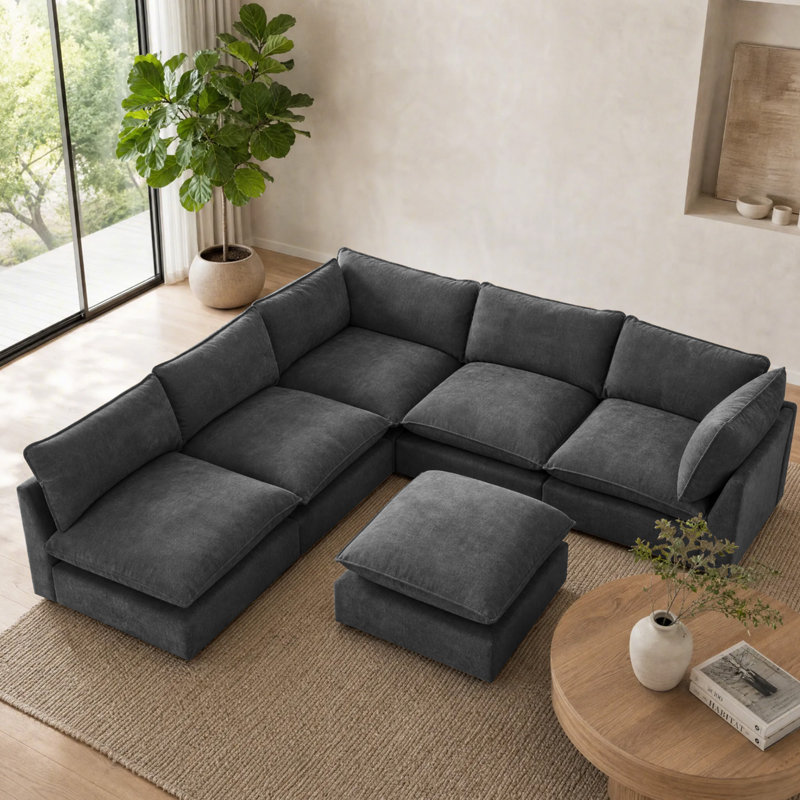Canapé modulaire surdimensionné à 6 places Annamaria, Dark Grey Chenille