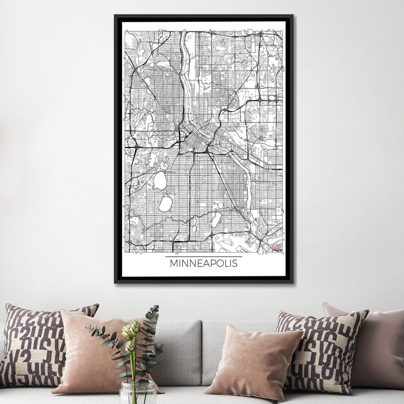 «Minneapolis Minimal Urban Blueprint Map» par Hubert Roguski, impression sur toile tendue, H 26 po x l 18 po x P 1,5 po