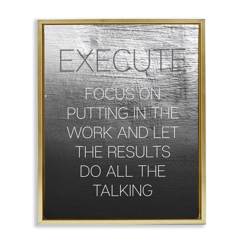  Execute Motivational Definition Framed Floater Canvas Wall Art by Daphne Polselli, H 21 po x l 17 po