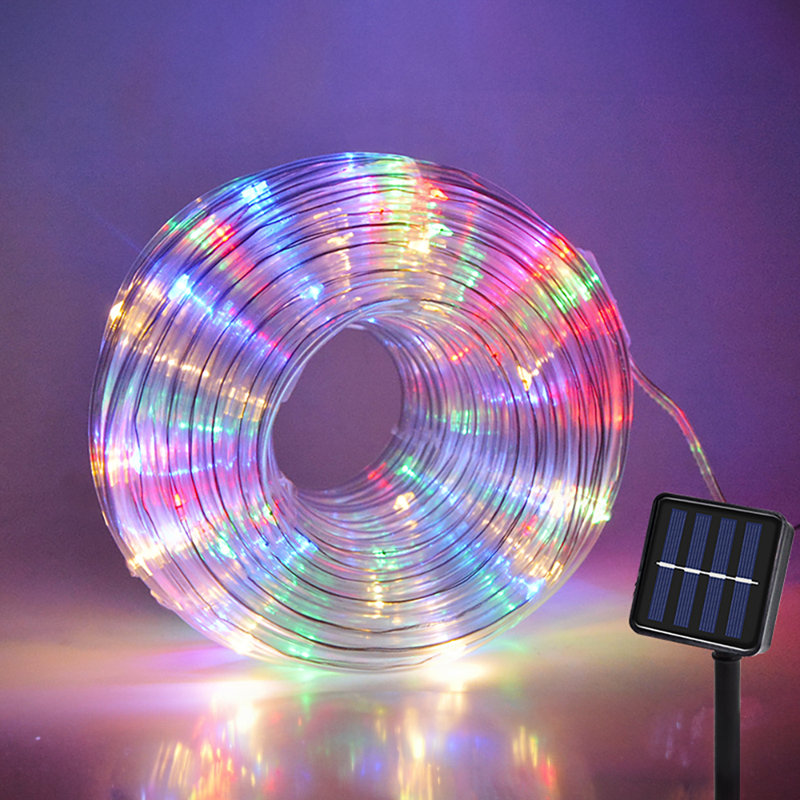 1000cm Solar Powered 100 - Bulb Cord String Light, Multicolor