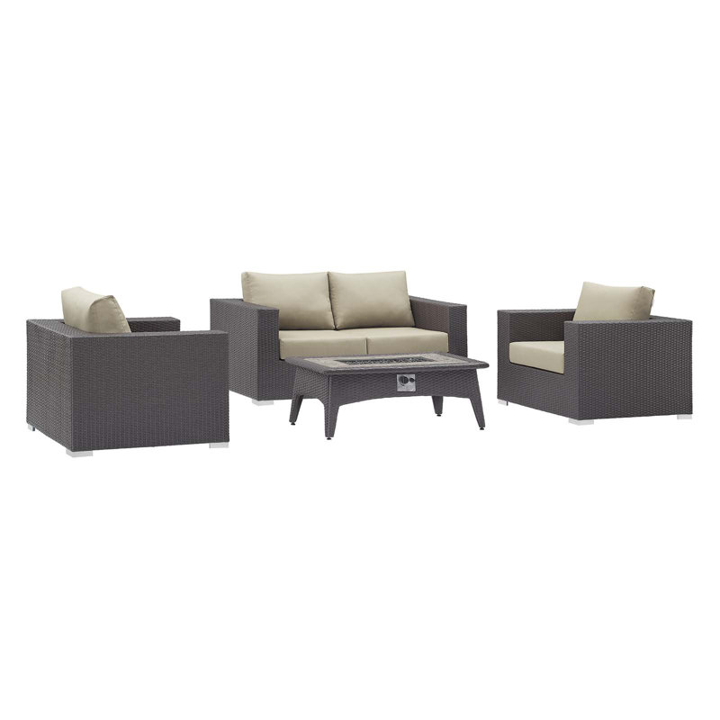 Ensemble de patio extérieur avec foyer Convene, Beige