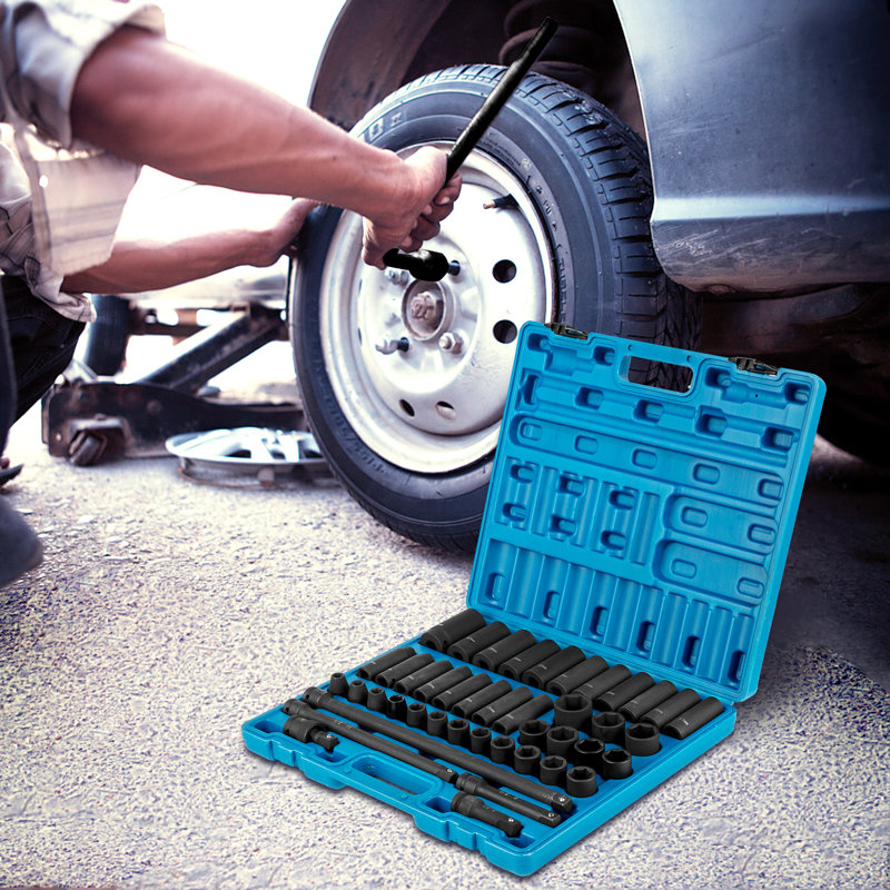 Impact Socket Set 1/2 Inches 43 Piece Impact Sockets, Standard