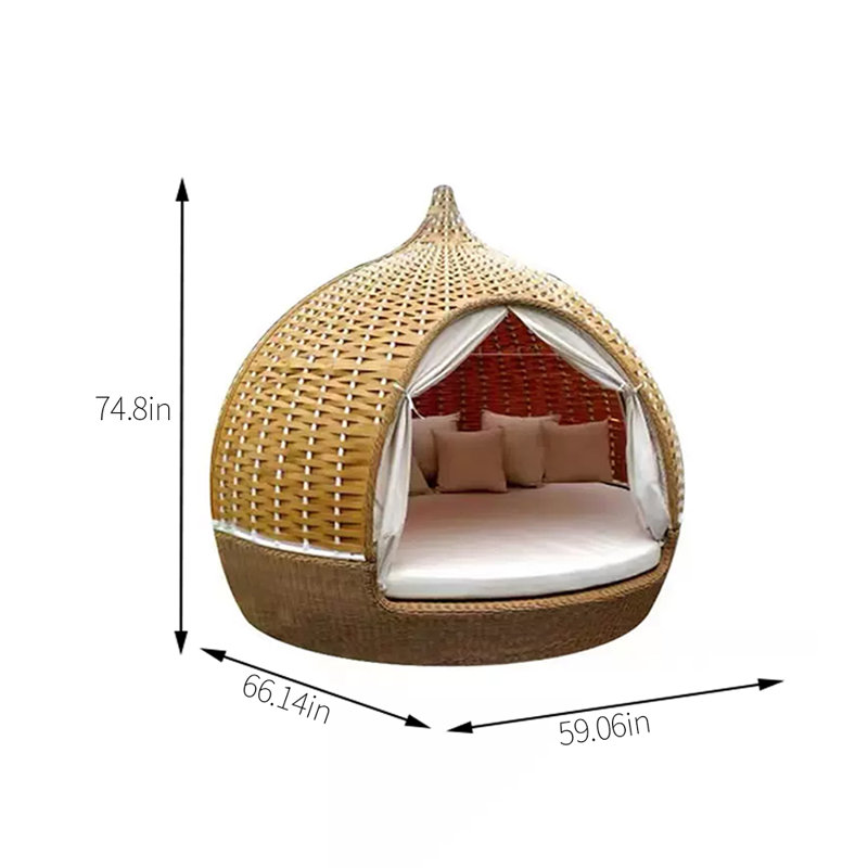 Lit de jour d'extérieur en rotin avec coussins Sunbrella® 59,06 po Leisure