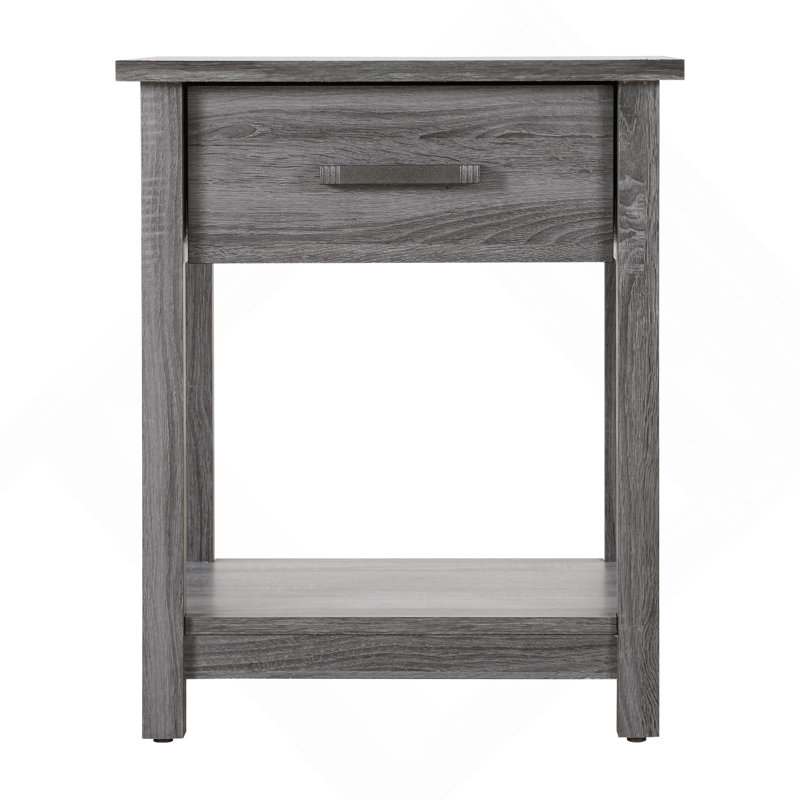 Chic Gray Contemporary Nightstand, Gray