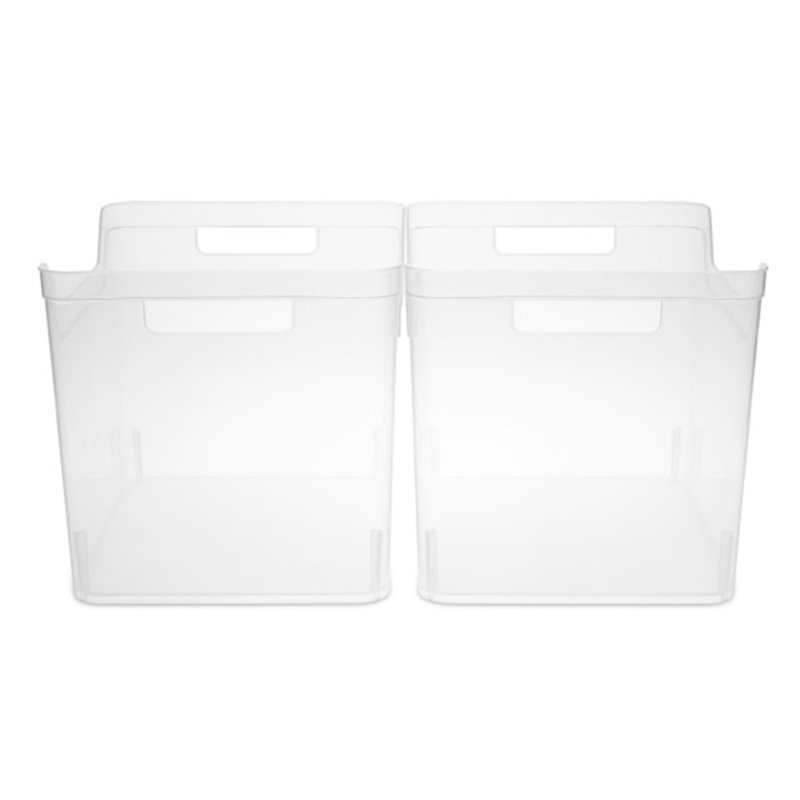 Sterilite Wide Shelf Home Office Storage Organizing Plastic Bin, Clear, Wide, 12-Pack