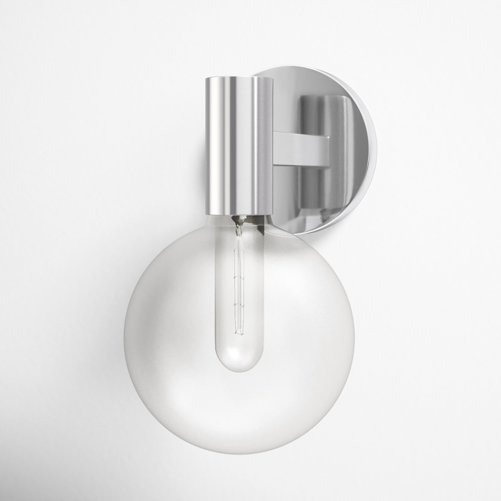 Romi Single Light Glass Dimmable Wall Sconces, Chrome