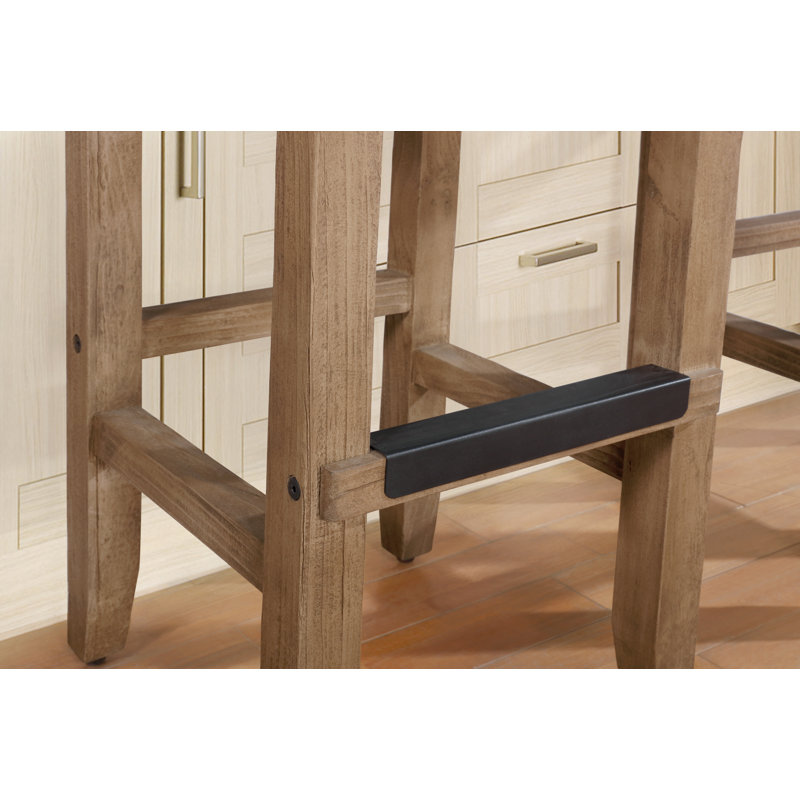 Tabouret carré en faux bois massif de 15 po Aston, Individual, Tabouret de bar (assise de 30 po de hauteur)