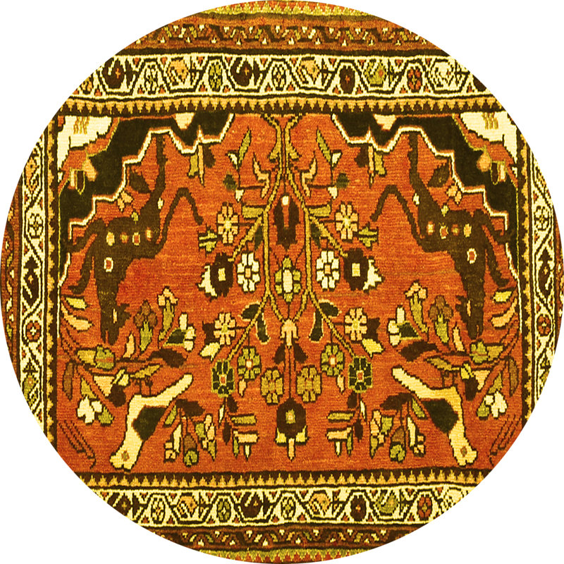 Tapis lavables à la machine Traditional - 1060 - jaune, Rond 3 pi