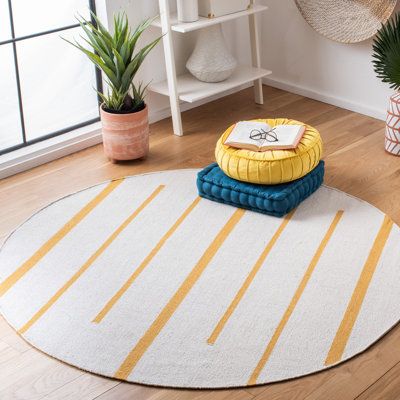 Estiven Hand-Woven Cotton Striped Flatweave Area Rug