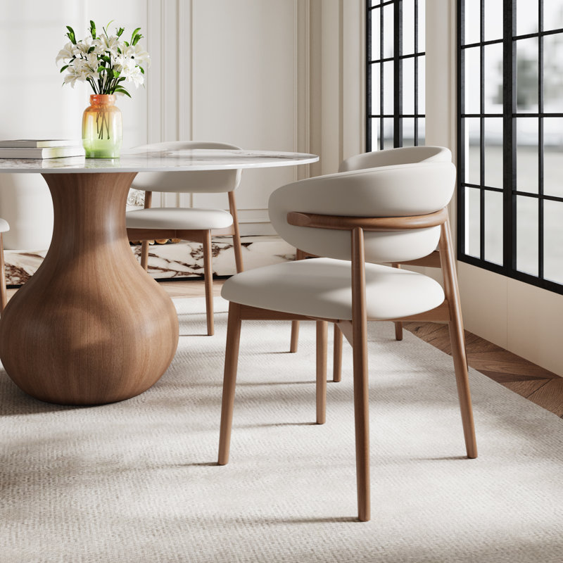 Otelia 7PCS Round Dining Table Chairs Set, Brun, H 29,52 po x L 59,05 po x l 59,05 po, 7 pièces : table, 6 chaises