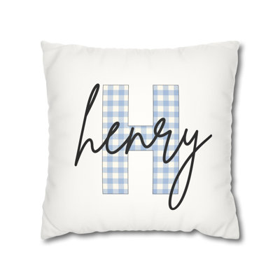 Personalized  Name Pillow Cover Custom Kids Name & Initial Throw Pillow
