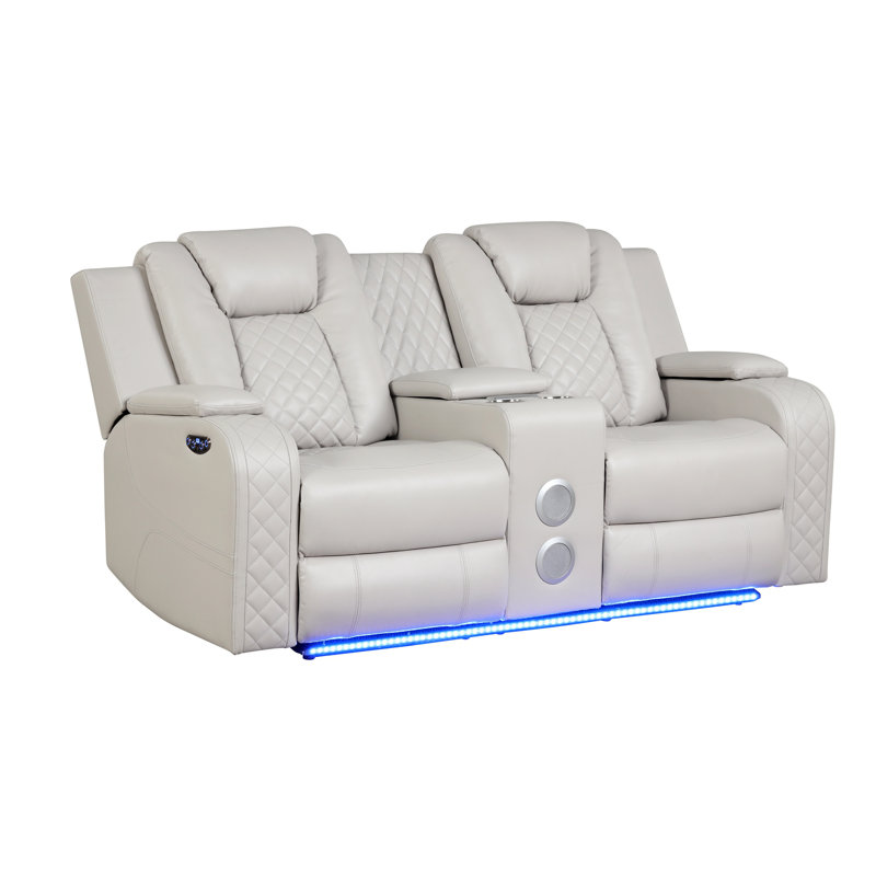 Causeuse inclinable électrique en similicuir Benz, Beige