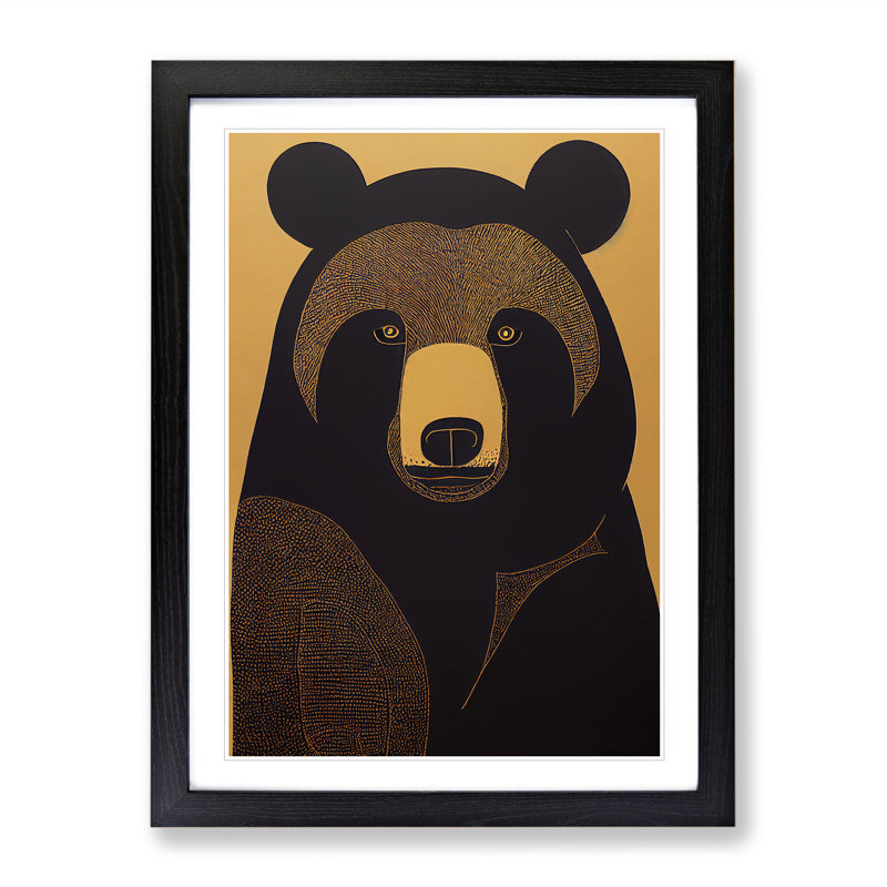 Traditional Bear No.2 Abstract - Wall Art, Black Framed, 66cm H x 48cm W, White