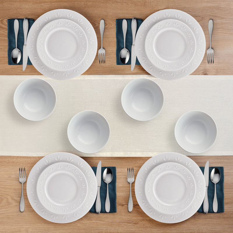Service de table 12 pièces, service pour 4 Maddy