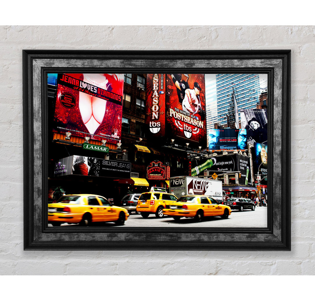 New York Yellow Cabs On Broadway By Day - Einzelne Bilderrahmen Kunstdrucke