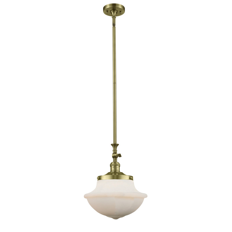 Luminaire suspendu simple à 1 lumière Grourke, White, Laiton brossé, Yes
