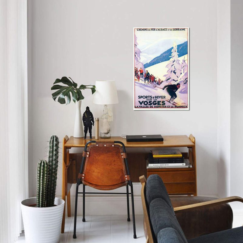 «Skiing III», impression sur toile, H 12 po x l 8 po x P 0,75 po, Toile tendue, Pas de tapis