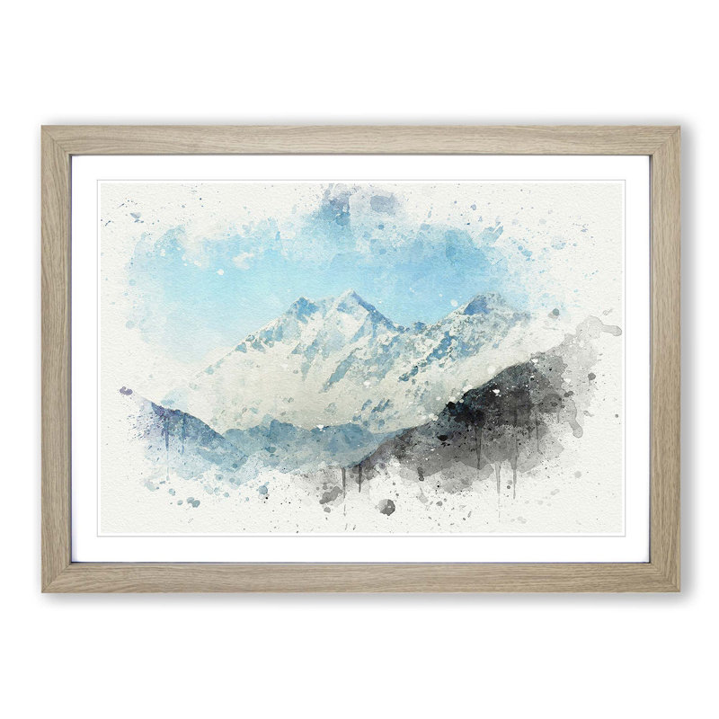 Mount Everest in Tibet and Nepal in Abstract - Picture Frame Graphic Art Print, 36cm H x 48cm W x 2cm D, Oak Framed