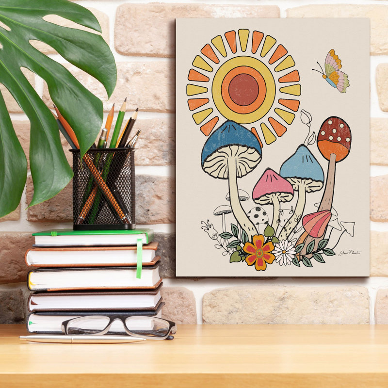 «Groovy Mushroom A» par Jean Plout, art mural sur toile, H 16 po x l 12 po x P 0,75 po
