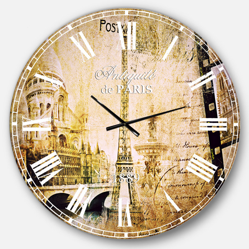 Paris Memories - Horloge murale French Country, Surdimensionné