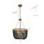 Boho Rustic 3-Light Black Bead Pendant Lighting