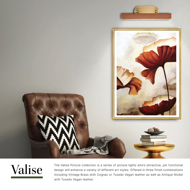 Valise Dimmable LED Wall Mounted Picture Light, Aged Nickel/Tuxedo
