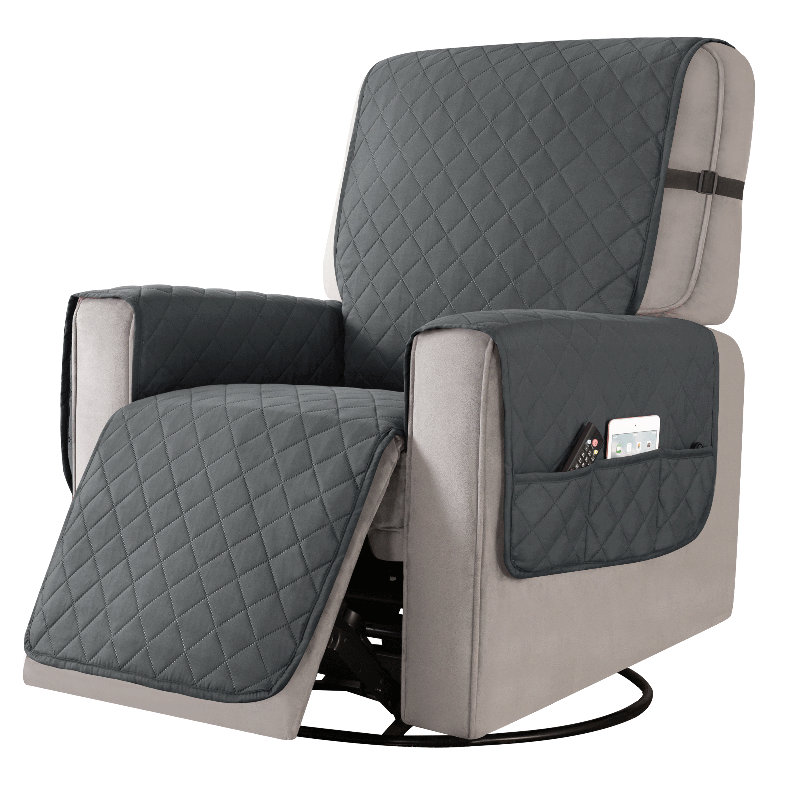 Housse réversible pour fauteuil inclinable à coussins carrés / rectangulaires, Gris, Small 0.2"H x 91"W x 79"D