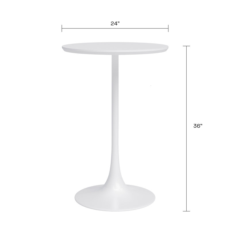Bellamia Counter Height 24" Round Dining Table with Steel Pedestal Base for Indoors, White