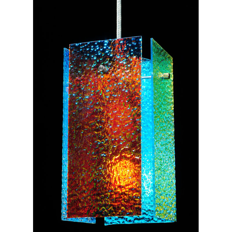 Metro Fusion 7" Mini Island Pendant with Diachronic Glass & Brushed Nickel