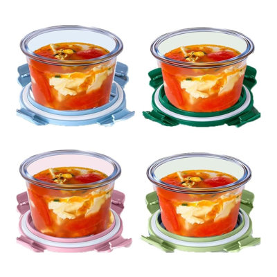 4-pack 2-cup Glass Meal Prep Containers With Airtight Leakproof Lids