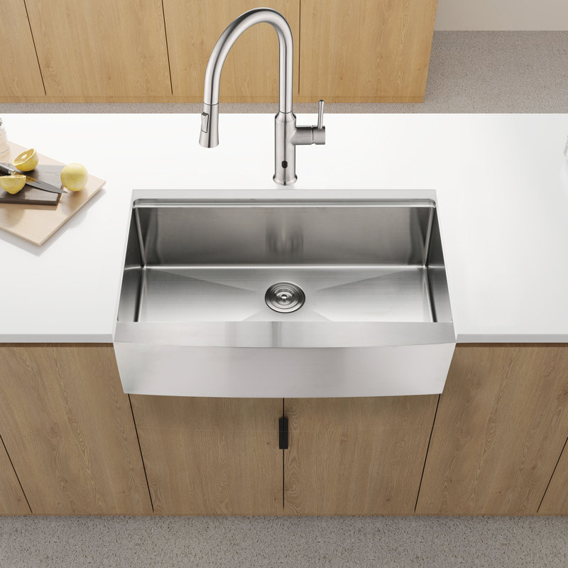 Apron Single Bowl Sink With Workstation - 33X22x10" Stainless Steel T304 Durability Assurance 3Mm Sound Absorbing Pad X Groove Drainage Solution 33"X22"X10" Kitchen Stability Draining Functionality