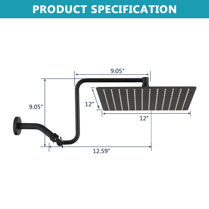 Rain Adjustable Shower Head 2.0 GPM GPM, Matte Black