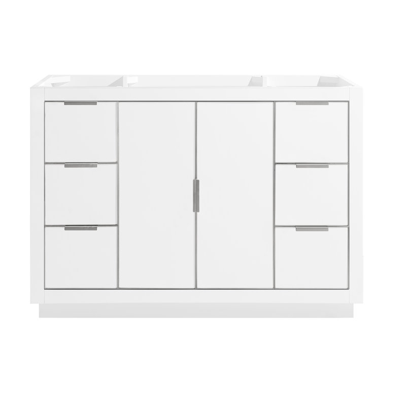 Austen 48'' W Single Bathroom Vanity Base, White/Brushed Silver
