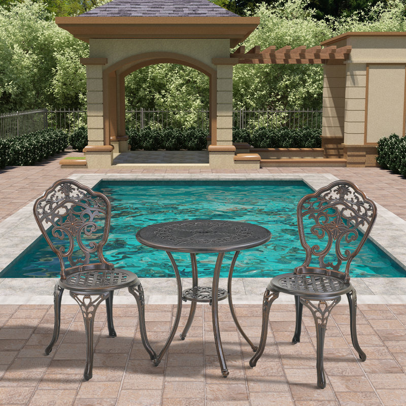 Miller 2 - Person Patio Dining Set with Round Table, Brown