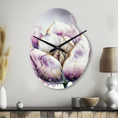 Horloge murale Ramotar crème et mauve tulipe III - Tulipe asymétrique