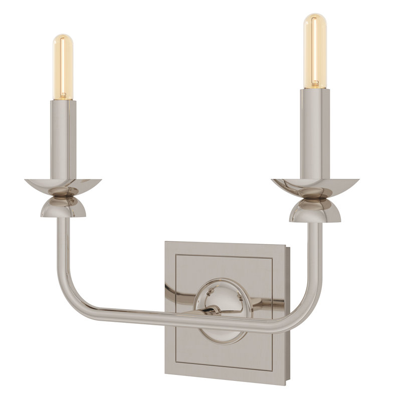 Applique murale William, 2 lumières, nickel poli, 2, Nickel poli