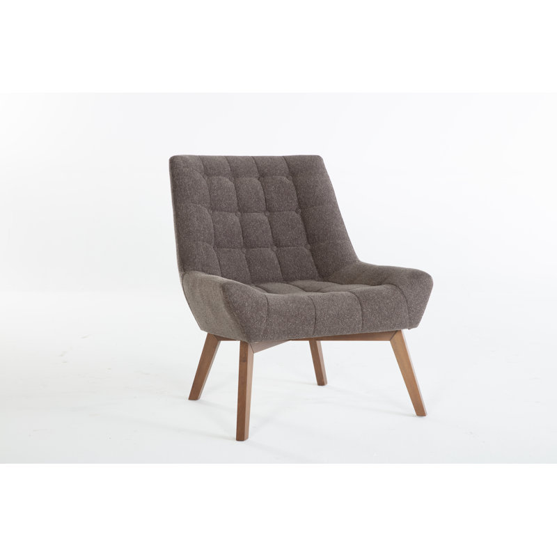 Revere 31.5'' Wide Tufted Side Chair, Brown Polyester Blend