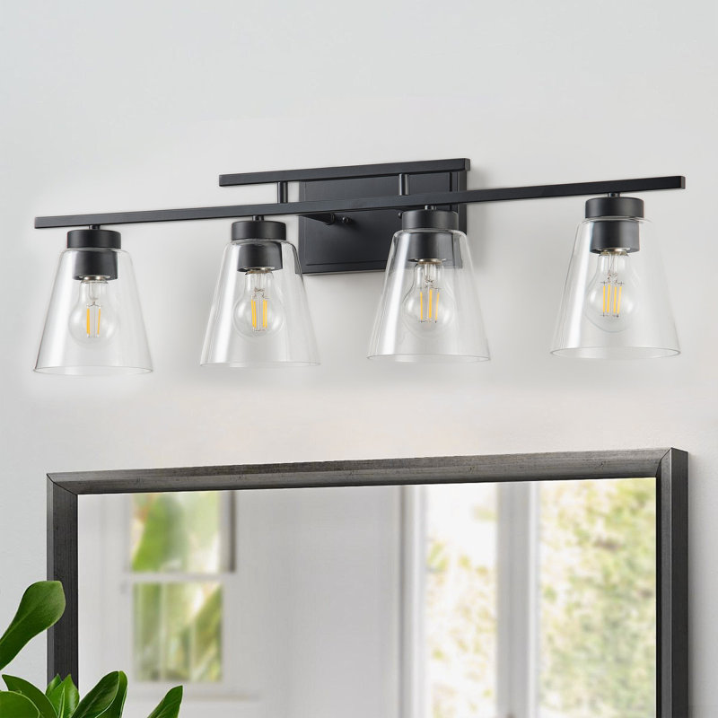 Miroir à 4 lumières réglables en miroir en fer noir mat