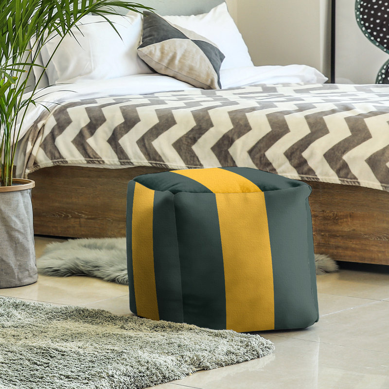 Repose-pieds cubique Tennessee, H 13 po x l 13 po x P 13 po, Vert foncé / jaune